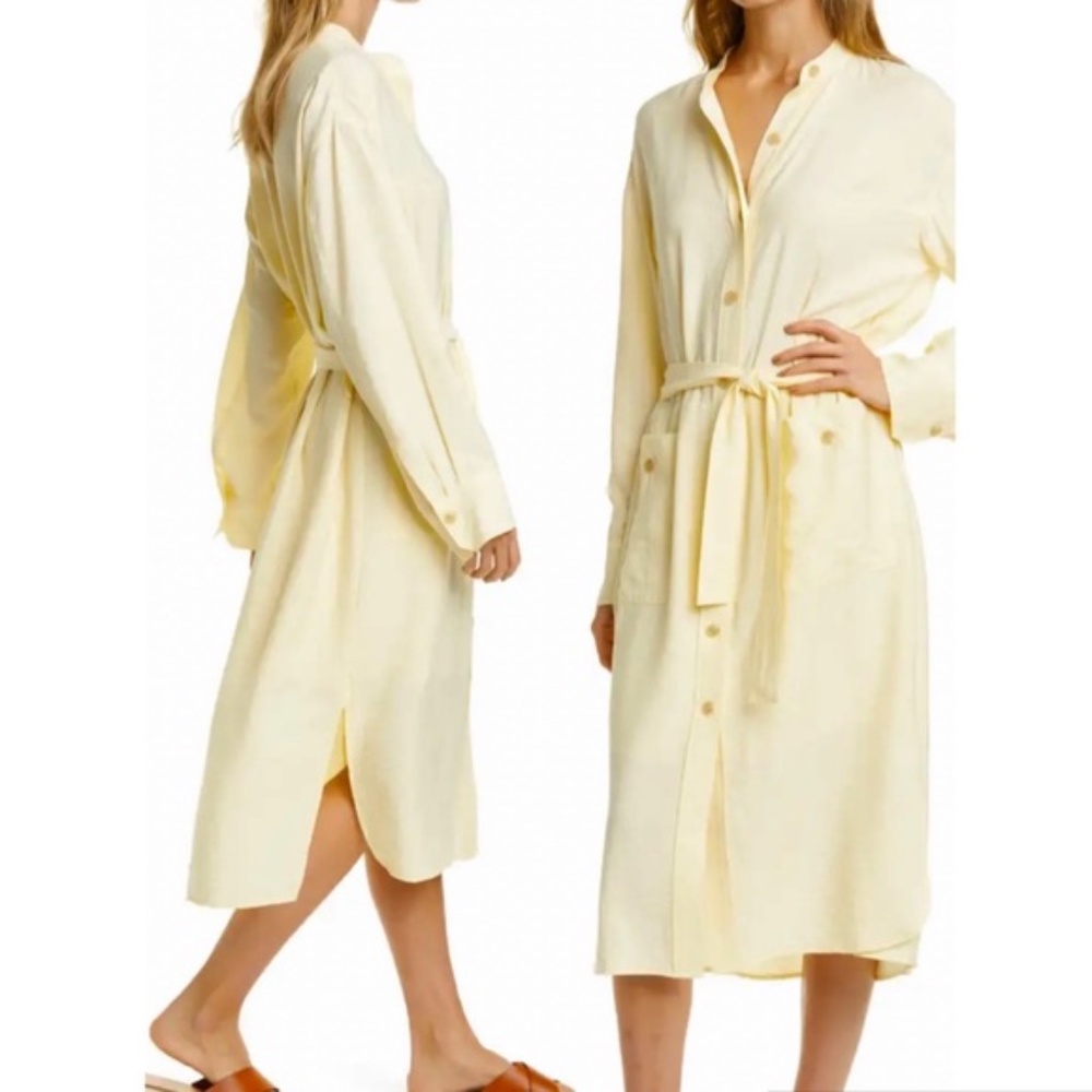 NEW Vince Oversize Belted Long Sleeve Shirtdress  Size  Large
